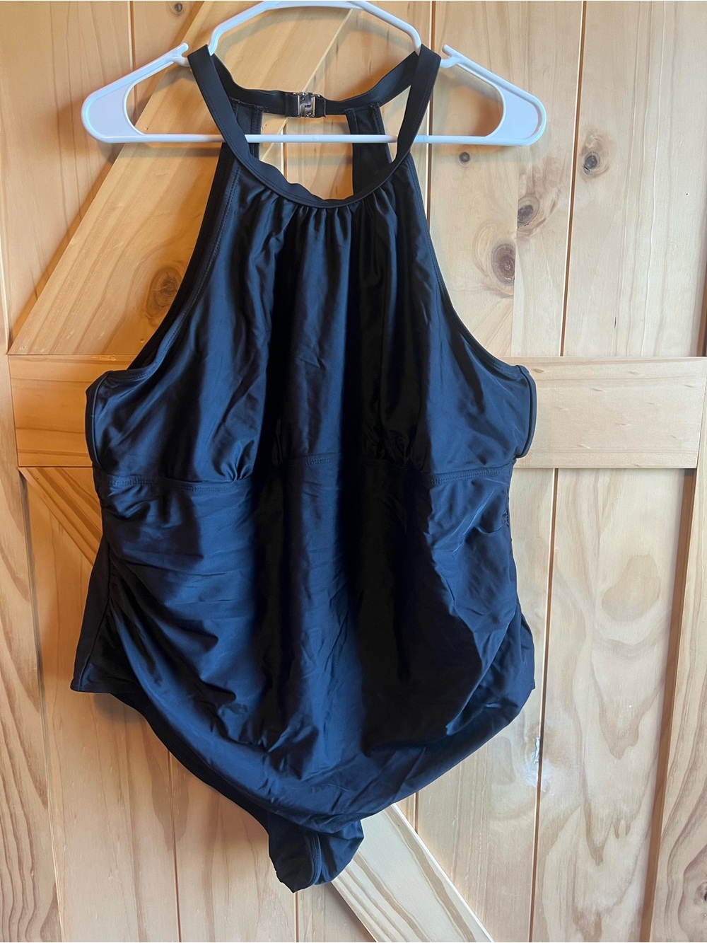 Shekini Black One-Piece Swimsuit With 4X Gathered Sides & Boning Flattering Pool